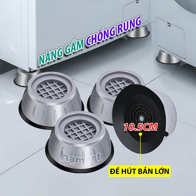 COMBO 4 Đệm Lót Chân Máy Giặt 10.5CM Cỡ Lớn Nâng Gầm Chống Rung Đế Kê Tủ Lạnh Nội Thất Đa Năng