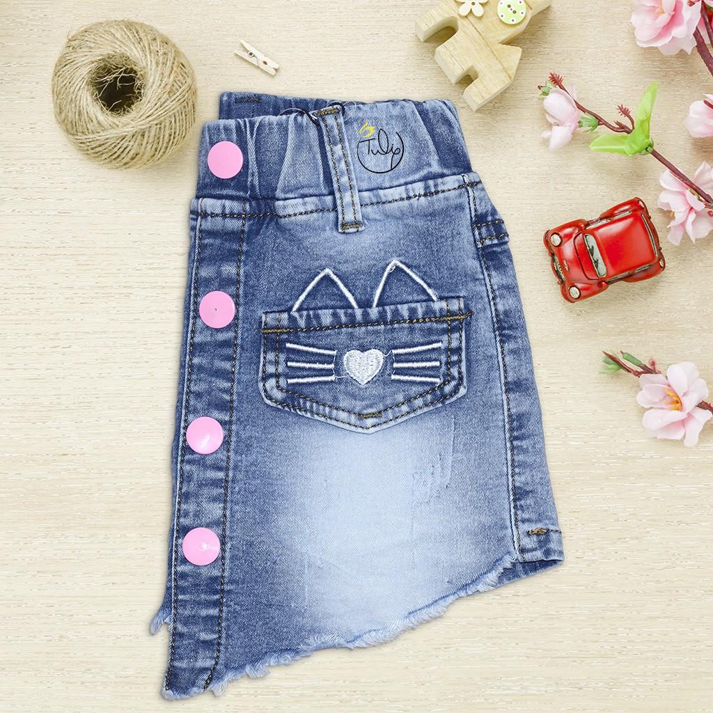 Quần short jean thun giả váy cho bé gái size nhí