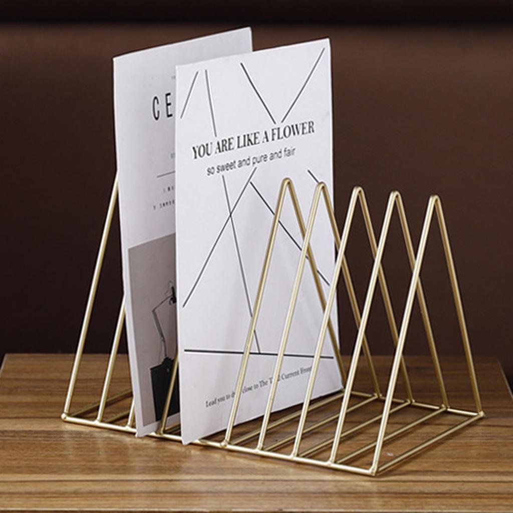 2x Desktop Book Magazine Shelf Holder Bookshelf for Home Office Decor Gold