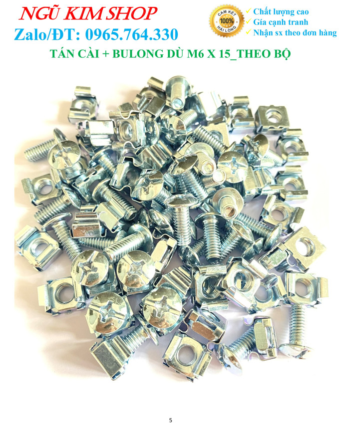 TÁN CÀI + BULONG DÙ M6 x 15 _ THEO BỘ