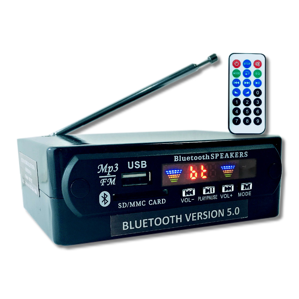 Bộ Thu Tín Hiệu Bluetooth 5.0 (v5.0) AMITECH Chip Giải Mã Âm Thanh Chất Lượng Cao, Nghe đài FM, Nghe Nhạc Từ Thẻ Nhớ/USB, 4 Cổng RCA - Hàng Chính Hãng