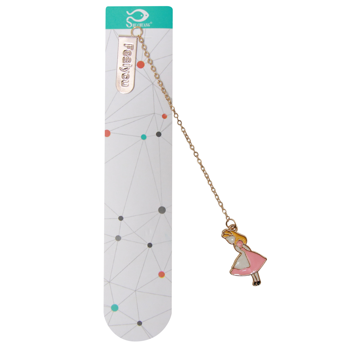 Bookmark Kẹp Sách Kim Loại Phối Charm Hình Alice - Mẫu 6