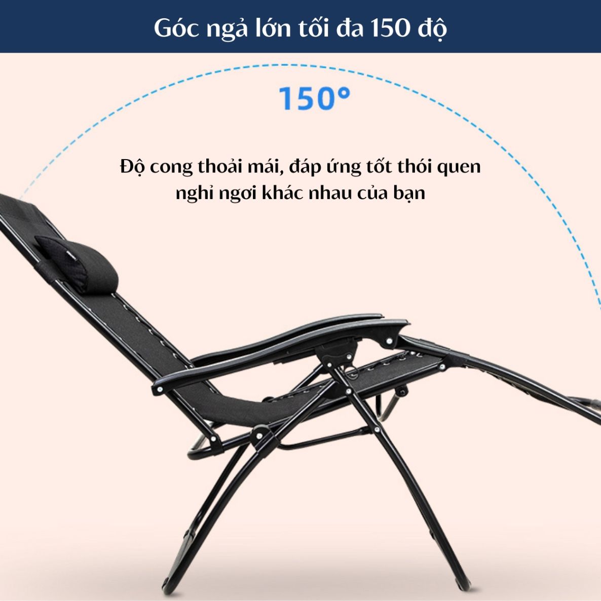 Ghế xếp văn phòng thư giãn gấp gọn FUFUTECH cao cấp, chất vải Oxford kim cương, ngả 150 độ, kích thước 172x65 cm