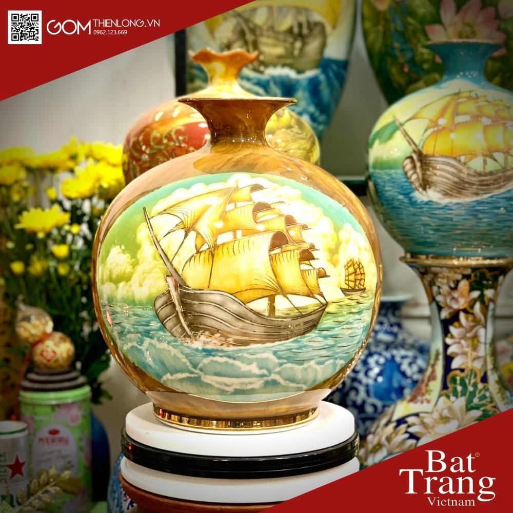 Bình Hút Tài Lộc Nhị Cảnh TBXG - MĐTC - Vẽ Vàng 3D - Bình Hút Lộc Bát Tràng - Gốm Thiên Long