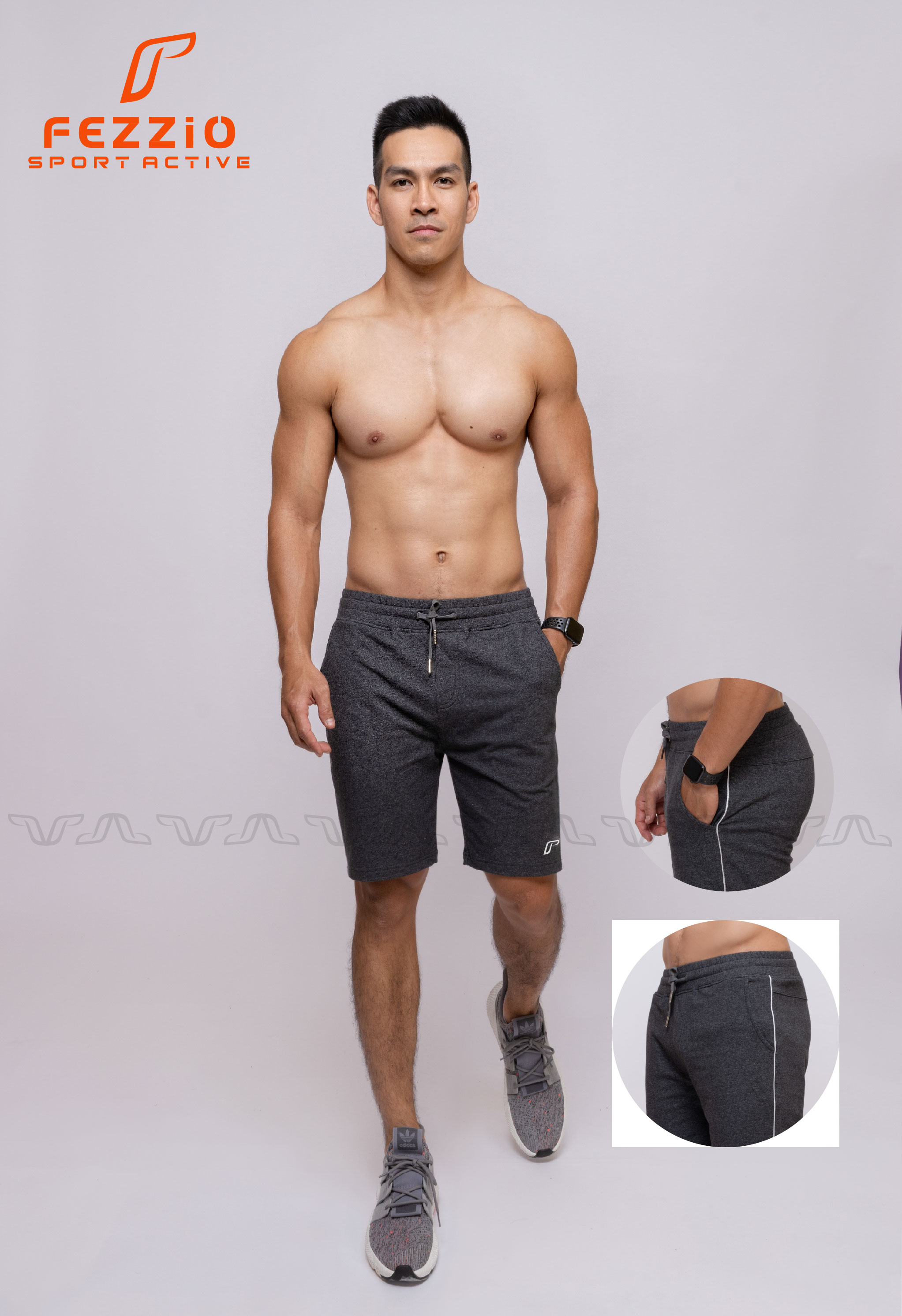 Quần short thể thao nam thun , quần short da cá nam 100% cotton , quần thể thao nam FEZZIO , short vnxk