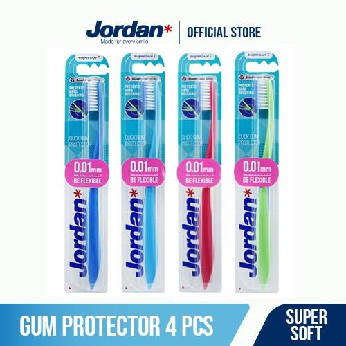 Combo 4 Bàn chải đánh răng Jordan Click Gum Protector, Lông siêu mềm mỏng 0.01mm