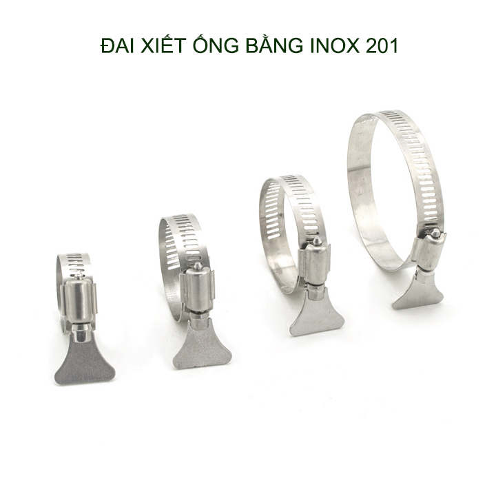 Combo 10 đai xiết ống bằng inox 201, có nhiều kích cỡ cho khách tùy chọn