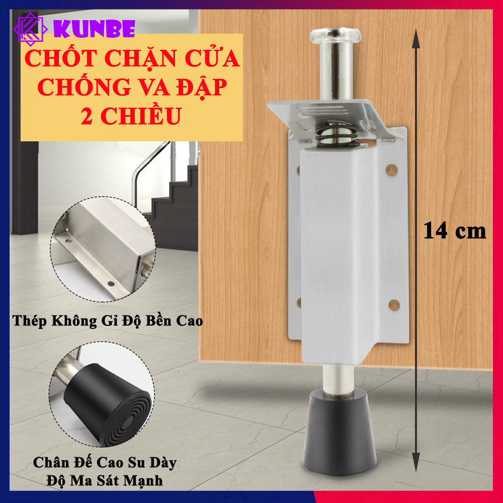 Chốt Chặn Cửa Chống Va Đập 2 Chiều KUNBE Loại Đạp Chân Có Lò Xo An Toàn Chắc Chắn Tiện Lợi