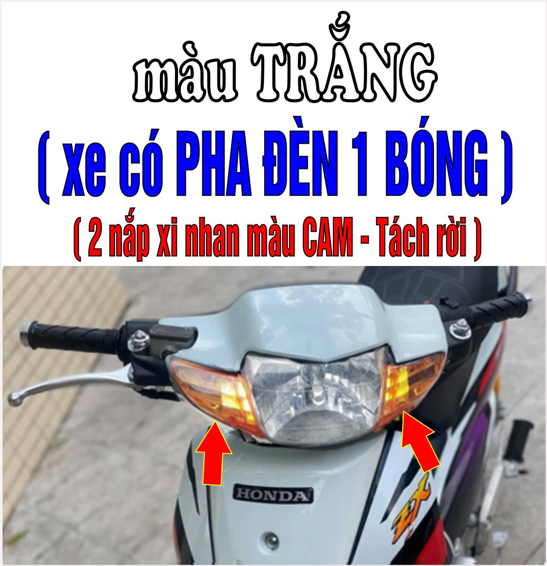 Bộ vỏ nhựa màu TRẮNG cho xe Wave 110 - Wave Thái - Wave Zx đời 1997 đến 2006- TKB-538