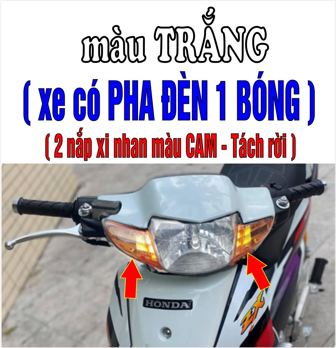 [TẶNG TEM] Bộ vỏ nhựa màu TRẮNG cho xe Wave 110 - Wave Thái - Wave Zx đời 1997 đến 2006- TKB-538(8024)