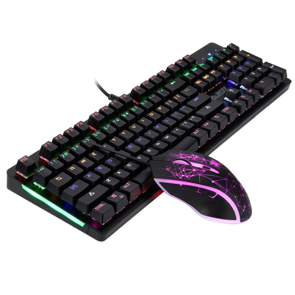 LED Illuminated Wired Mechanical Gaming 104Keys Keyboard And Mouse Set