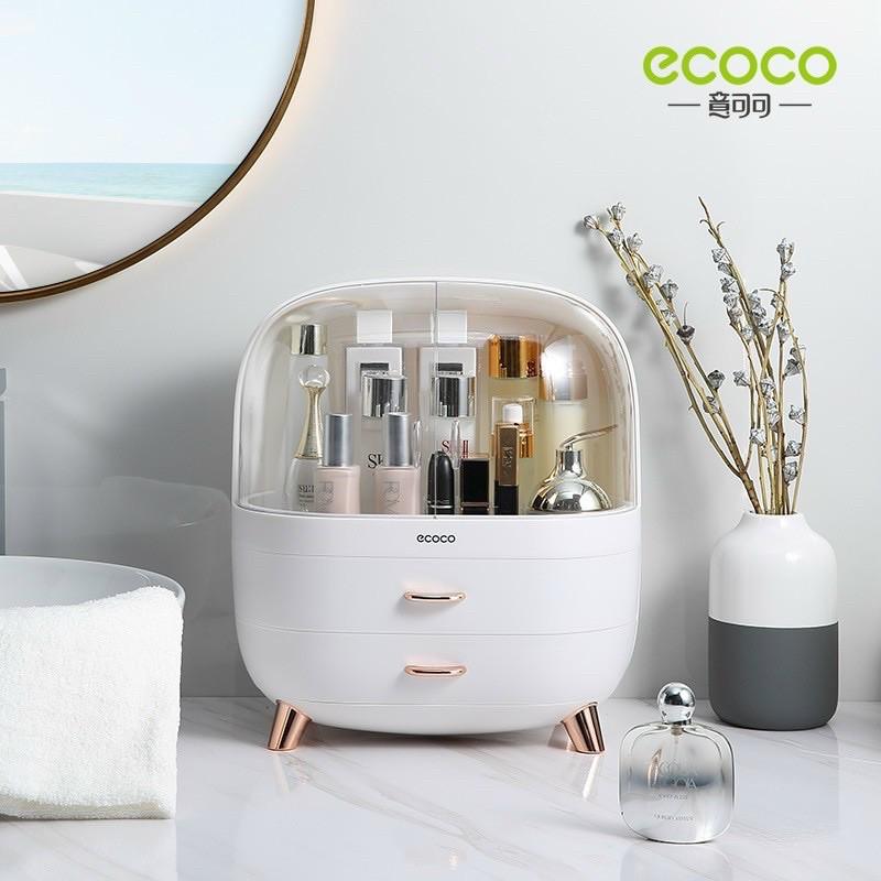 Tủ mỹ phẩm để bàn trang điểm cửa kính 3 ngăn Ecoco