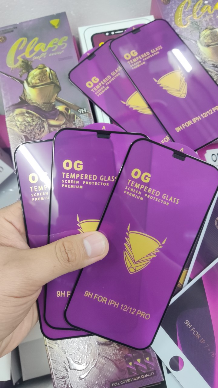 Kính cường lực siêu bền OG tím có màn ngăn bụi trên loa giành cho điện thoại iphone 12 mini / 12/ 12 pro / 12 pro max nếu kính bể hoàn tiền hoặc đổi- hàng chính hãng