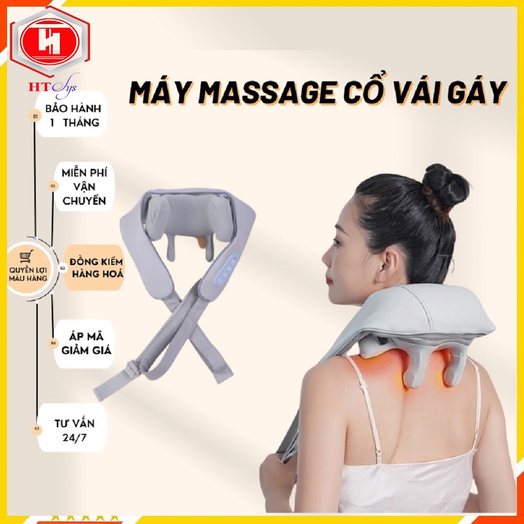 Máy Massage Cổ Vai Gáy, Máy Massage Thế Hệ Mới 6D Bản Pro, Mô Phỏng Kỹ Thuật Massage Như Thật - Hàng Nhập Khẩu