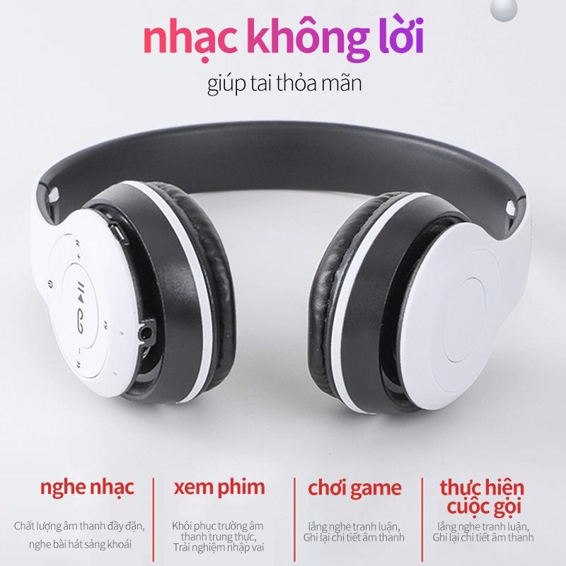 Tai Nghe Chụp Tai Bluetooth P47 .Có Thẻ Nhớ, Âm Bass Cực Chất, Nghe Nhạc Cực Hay .Tai Không Dây Có Mic--Bảo Hành 3 Tháng