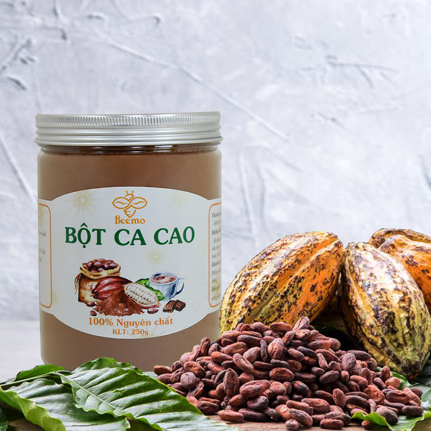 Bột ca cao Beemo - Cacao nguyên chất, không đường, pha chế đồ uống, làm bánh, chế biến Chocolate