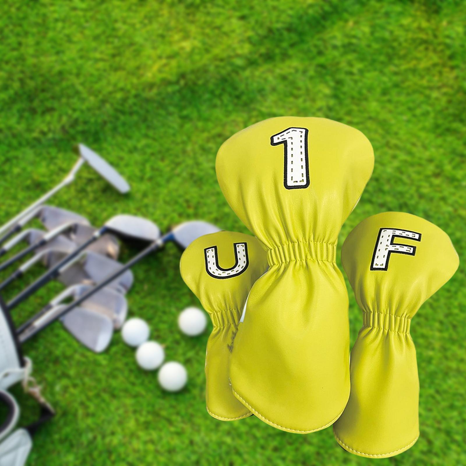 3Pcs PU Wood Golf Head Covers Men Women Universal Golf Club Head Covers