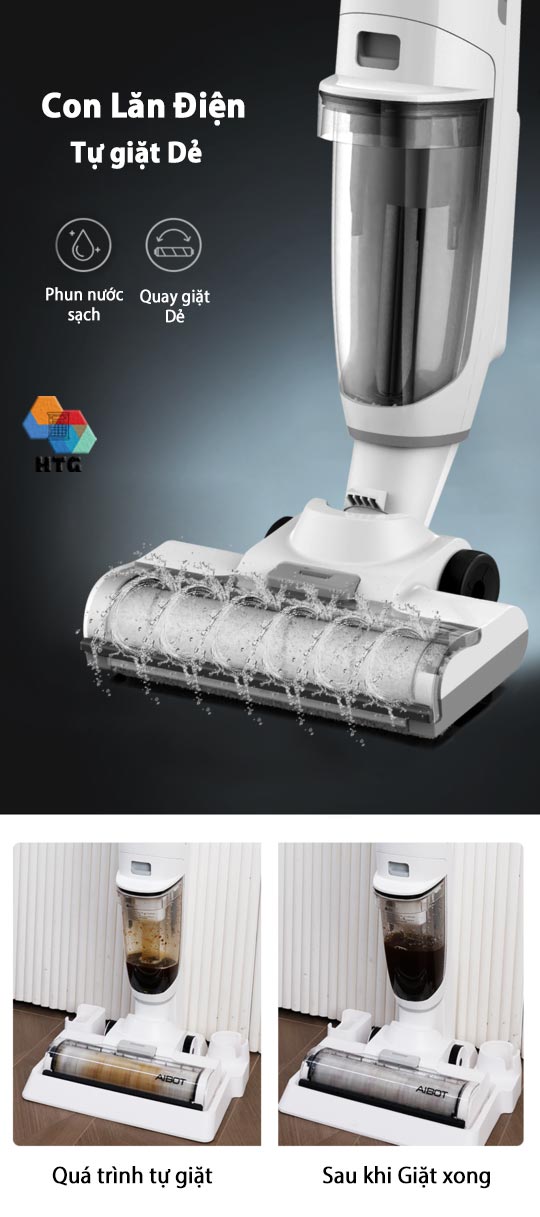 Máy hút bụi lau nhà airbot iClean Pro tích hợp tự động giặt Dẻ, 3 công việc trong 1, hút và lau chuyên sâu, hàng chính hãng