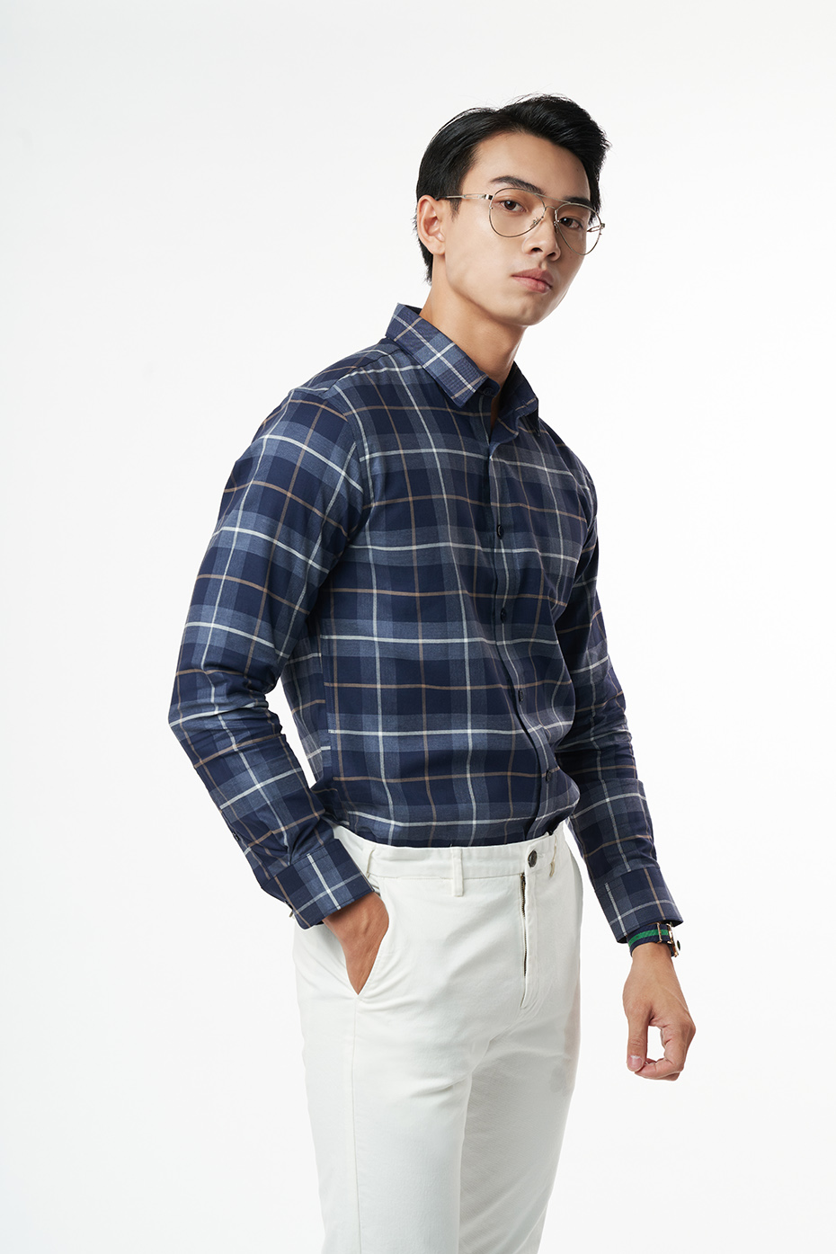 Áo Sơ Mi Nam Caro Tay Dài Cotton Ninomaxx Thương Hiệu N&amp;M 2110032