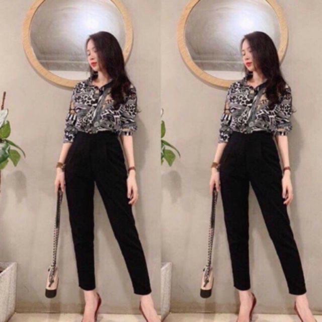 Quần baggy chun lưng vải tuyết mưa dày dặn