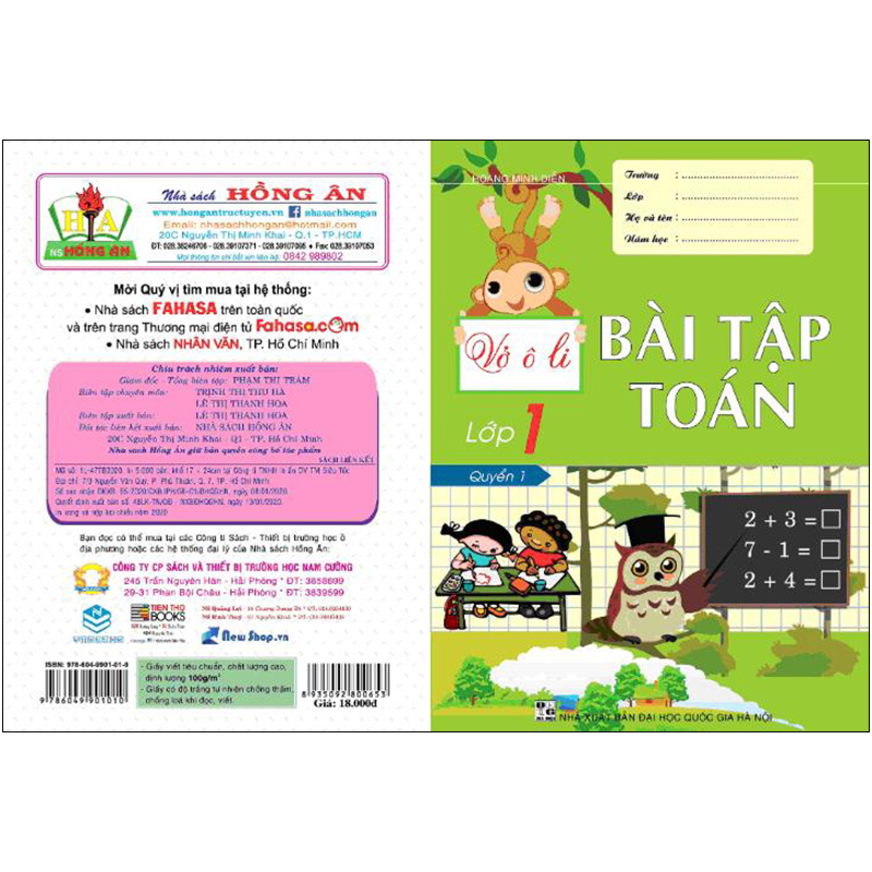 Vở Ô Li Bài Tập Toán Lớp 1 - Quyển 1