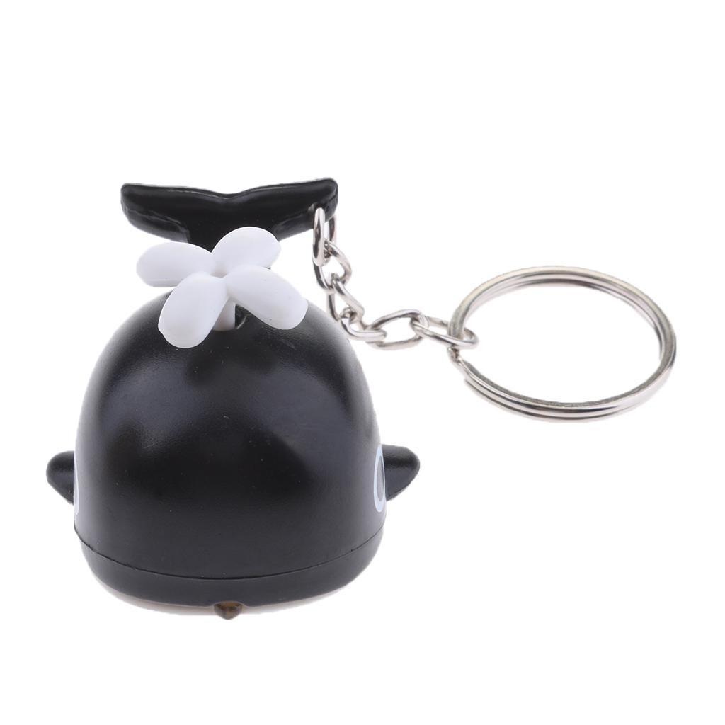 Cute LED Keychains Flashlight Sound Chain Keyring black