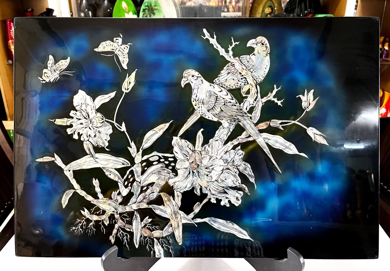 Tranh sơn mài - HOA, TRÚC - Khảm cừ cao cấp size 40x60 thích hợp trang trí, làm quà tặng