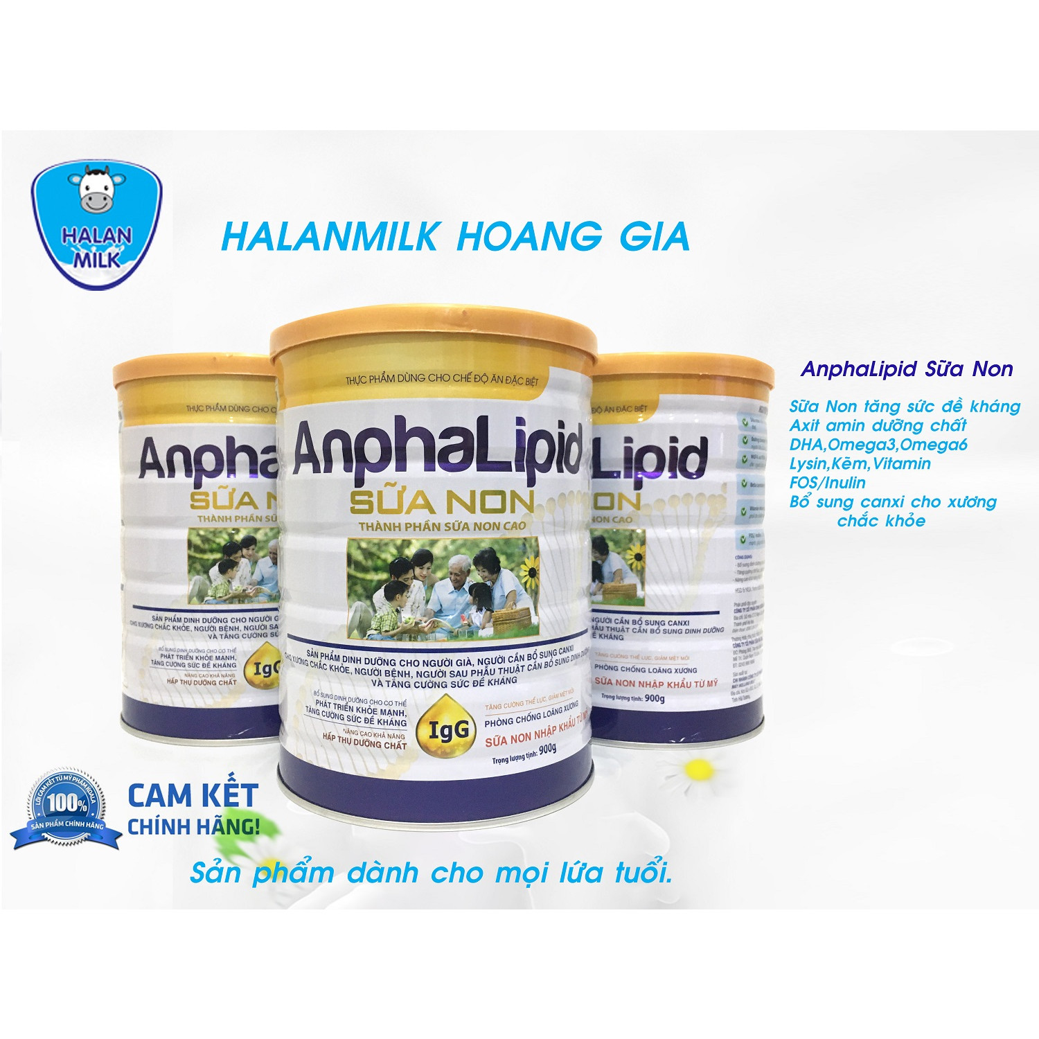 Anphalipid Sữa Non Halan Milk 400gr - Tăng sức đề kháng, chống loãng xương, giảm mệt mỏi