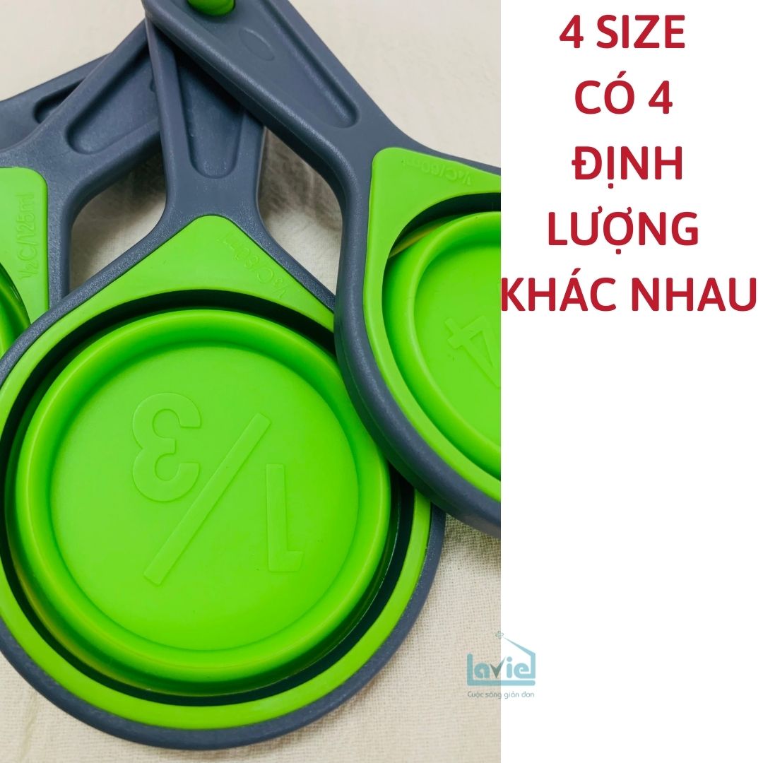 Bộ muổng thìa đong định lượng , set 4 thìa đong định lượng làm bánh đủ kích cỡ khi nấu ăn, trang trí nhà bếp bằng silicon tiện dụng