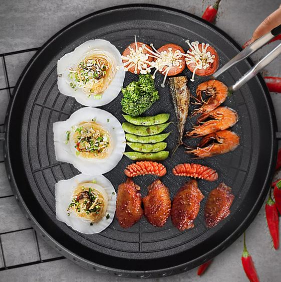 chảo nướng thịt BBQ Hàn Quốc size lớn 32cm mặt đá chống dính cao cấp