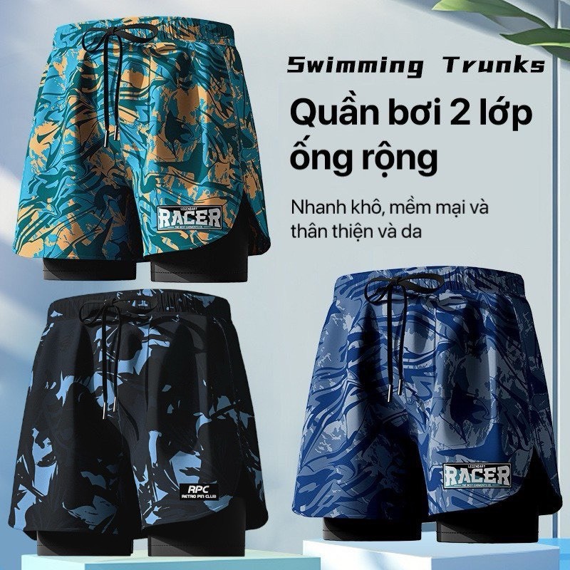 Quần bơi nam 2 lớp cao cấp, quần thể thao nam YUKE-YK12 (Hàng Chính Hãng)