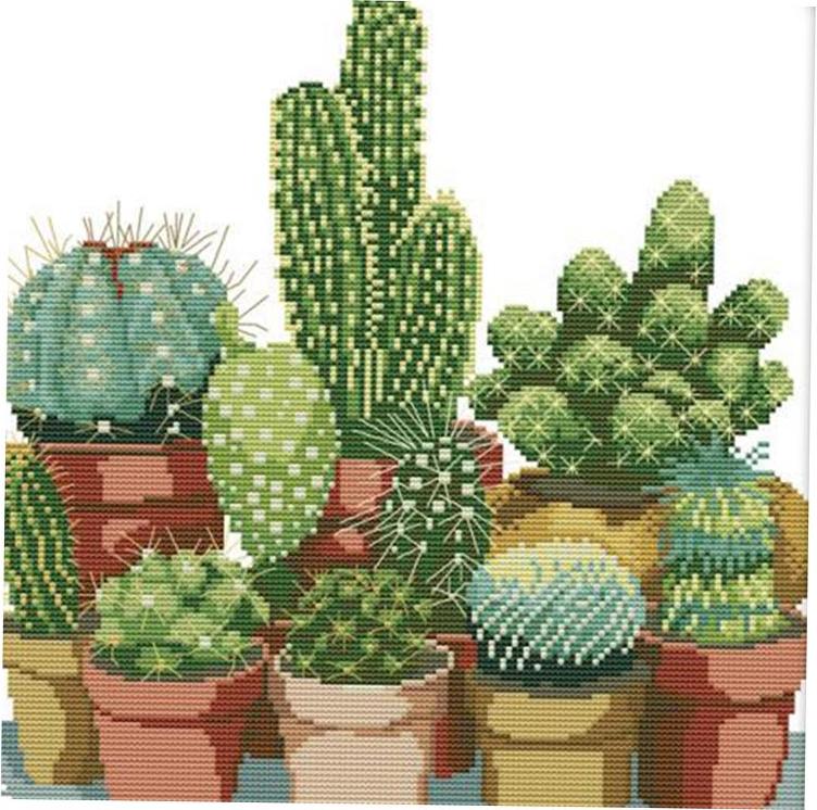Cactuses DIY Stamped Cross Stitch Kit DIY Needlework Wedding Christmas Gifts