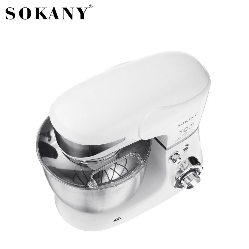 Máy đánh trứng trộn bột, nhào bột để bàn SOKANY SC-206, công suất lớn 1000W,  cối inox 5L trộn bột, nhào bột tự động - HÀNG CHÍNH HÃNG - DELIYA