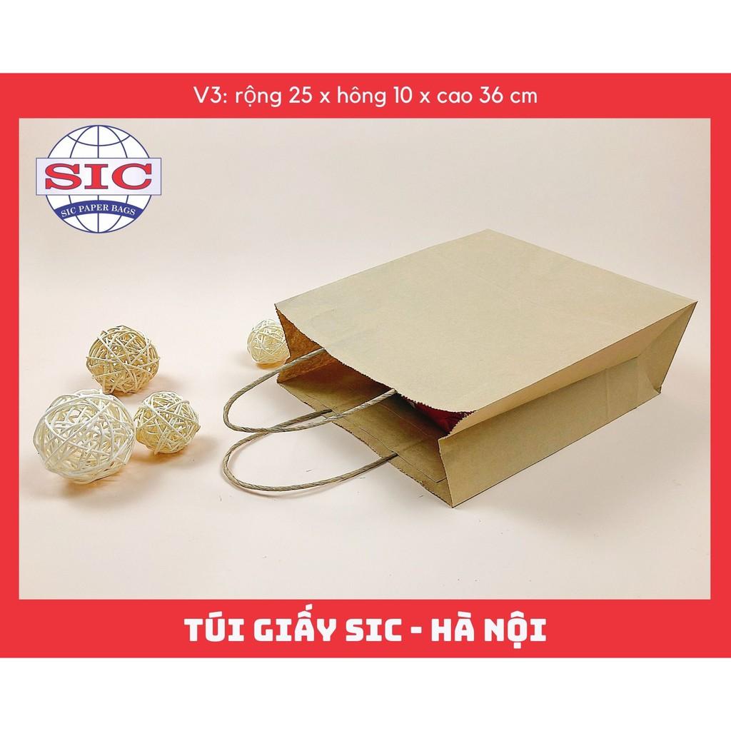 100 CHIẾC TÚI GIẤY KRAFT V3- 25x10x30 CÓ QUAI