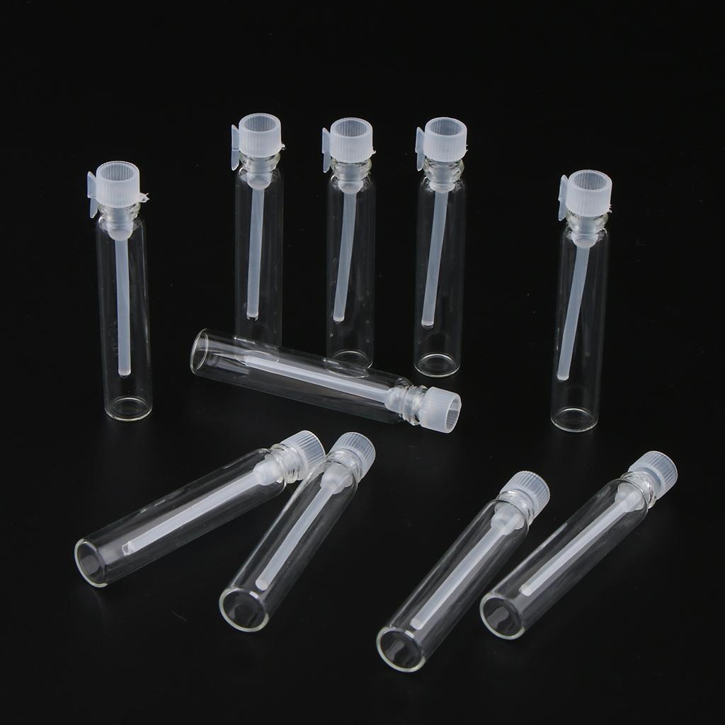 2x50x Mini Glass Perfume Sample Vials Empty Essential Oil Fragrance Bottle 2ml White Cap