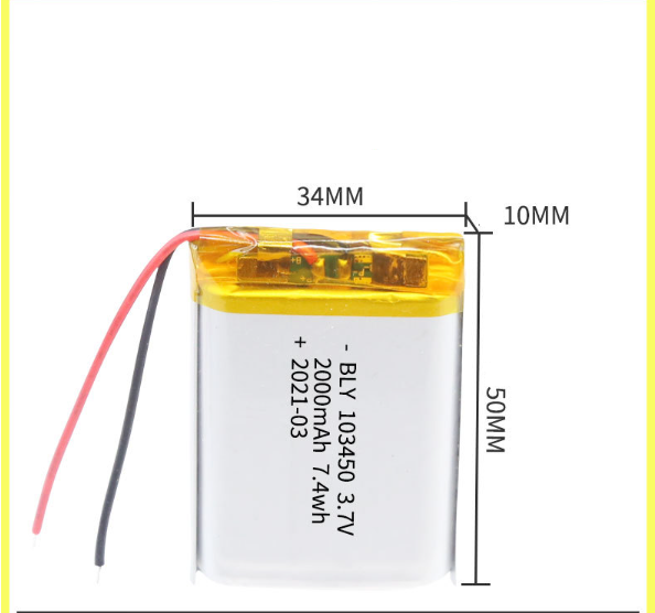 Pin Sạc Lithium Polymer 3.7V 2000mah 103450 Cho tai nghe Mp3 MP4 MP5 GPS PSP Bluetooth