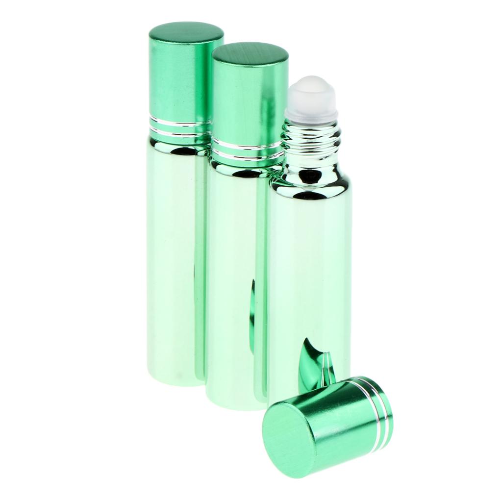 3x Empty Refillable Container Essential Oil Roller Bottles Glass Vials 10ml