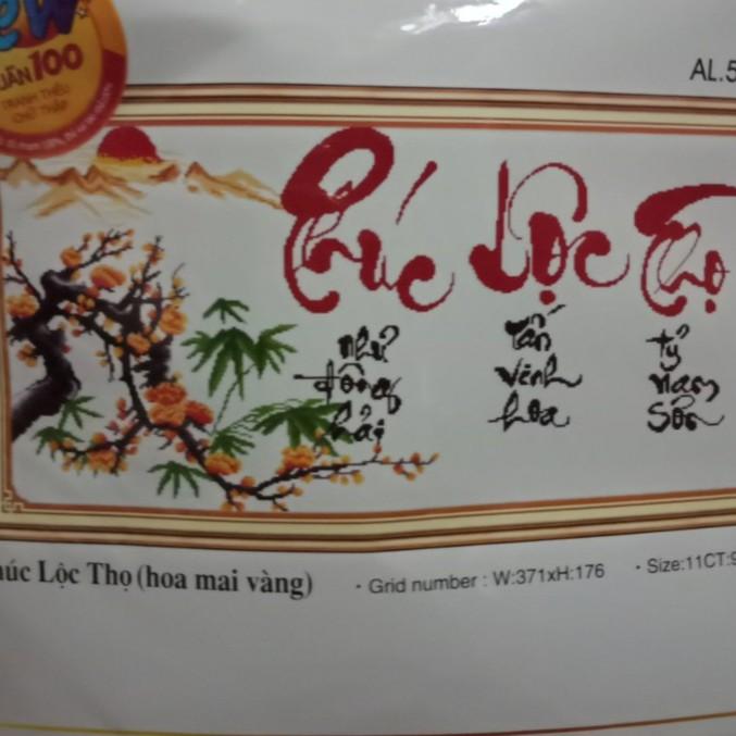 Tranh thêu Phúc Lộc Thọ - Cành mai ms 51356