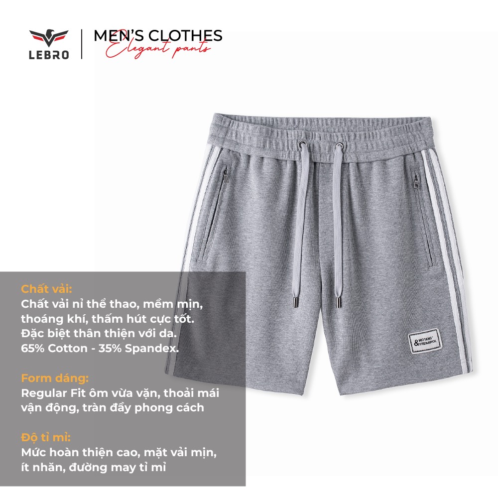 Quần short nam Lebro Freesly , quần đùi nam cao cấp chất liệu thoáng mát , thấm hút tốt , phong cách thể thao trẻ trung