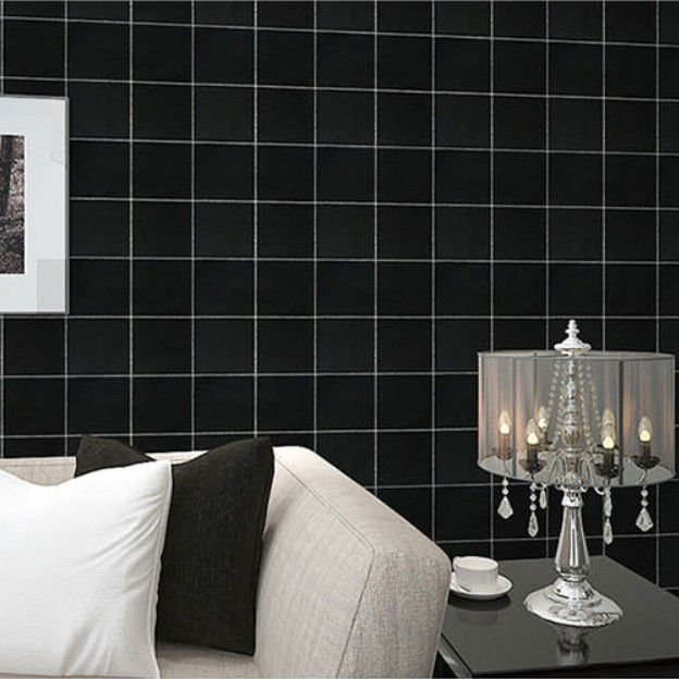 GIẤY DÁN TƯỜNG KHỔ 45CMX10M Ô KẺ LỚN ĐEN