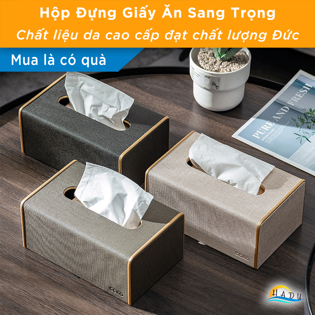 Hộp Đựng Giấy Ăn Sang Trọng Để Bàn Bọc Da Cao Cấp Đạt Chất Lượng Đức CCKO