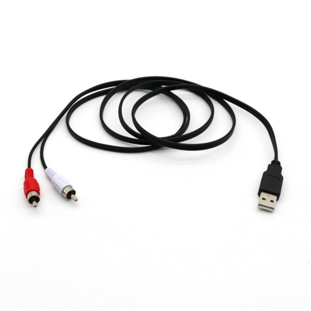 2X USB A Male Plug To 2 RCA Female AV Cable Aux Adapter TV Television Cord 1.5m
