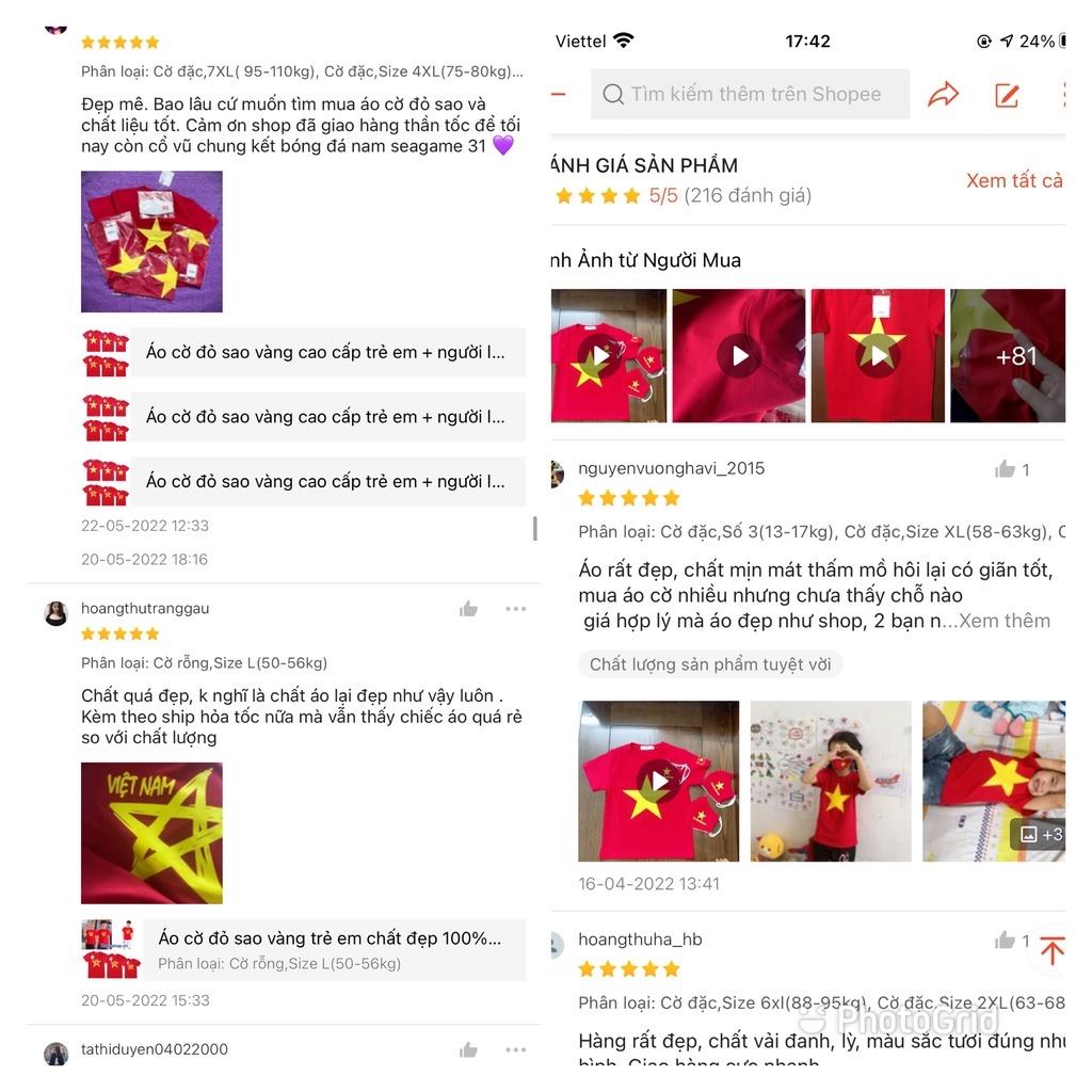 Áo cờ đỏ sao vàng Việt Nam chất cotton 100% mềm mỏng co giãn 4 chiều thấm hút mồ hôi
