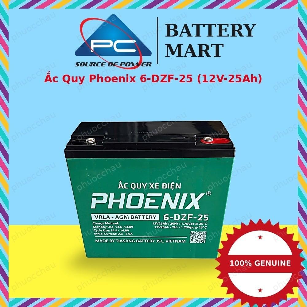 Ắc Quy Phoenix 6-DZF-25 (12V 25Ah) Cho Xe Đạp Điện, Xe Máy Điện