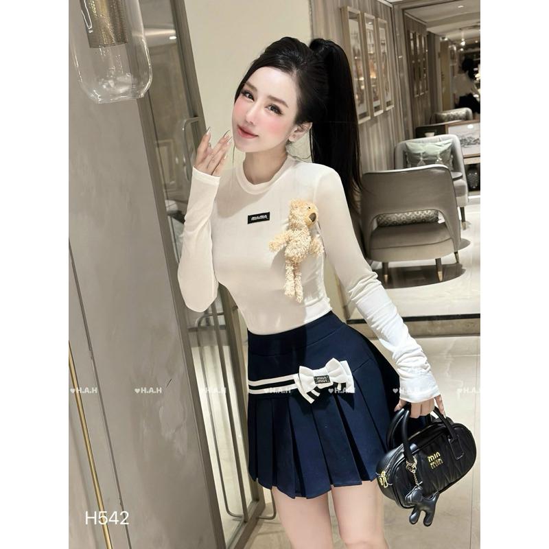 SET ÁO DÀI TAY MIUMIU KÈM GẤU&amp;CHÂN VÁY XẾP LY BY JOLIE