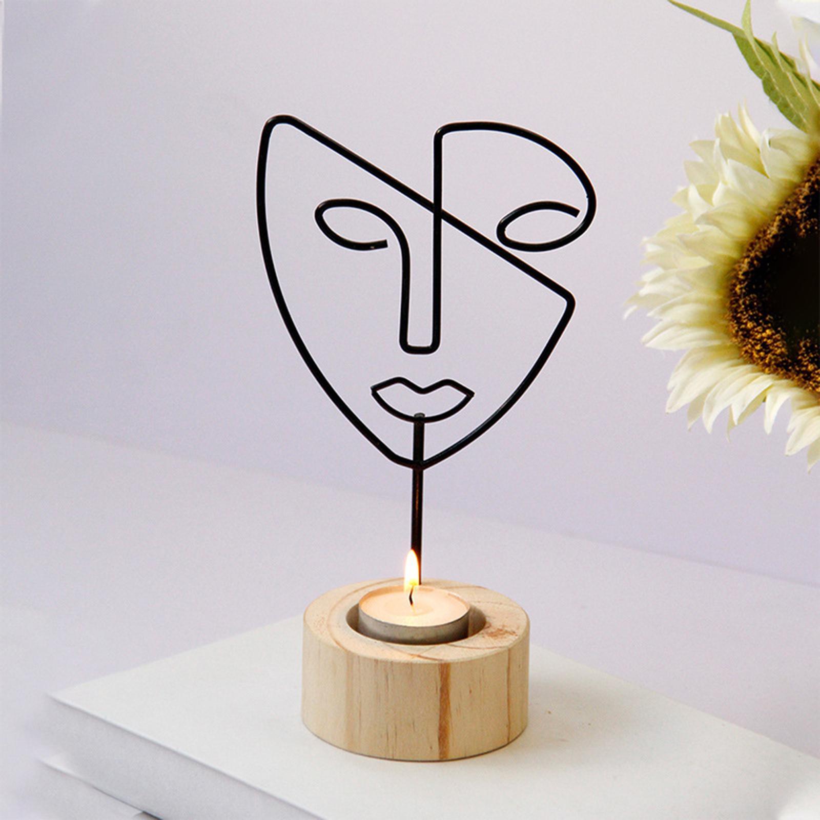 Candlestick Holders Abstract Face Statue Figurines Tealight Candleholder