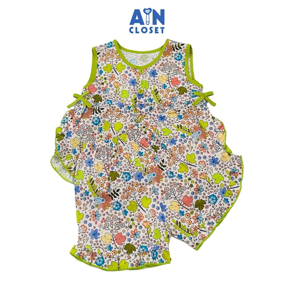 Bộ quần áo Ngắn bé gái họa tiết Lá Phong Xanh Cotton - AICDBGGEDOOT - AIN Closet