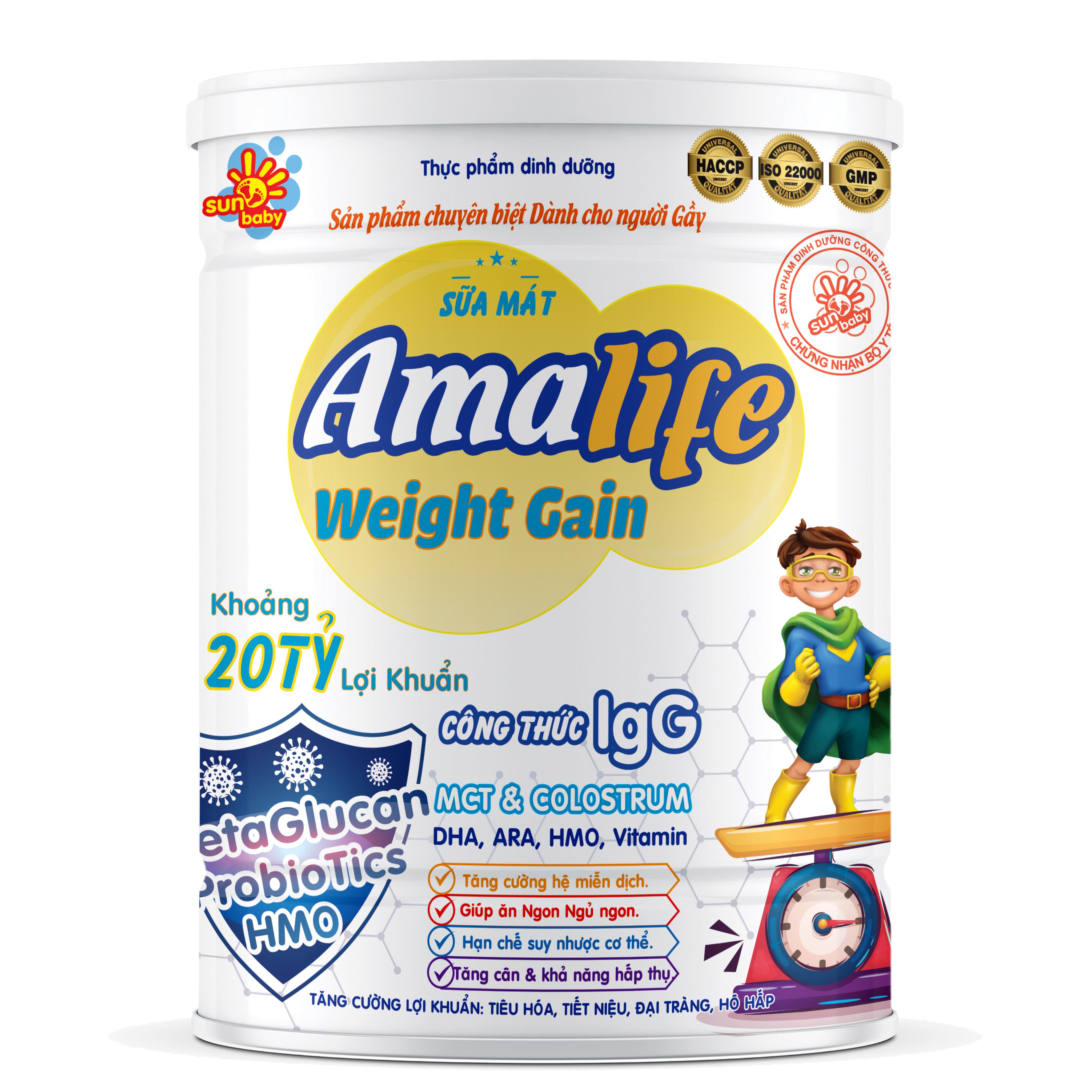 Sữa bột Amalife Weight Gain dành cho người gầy, tăng cân hiệu quả SUNBABY- 900G AMABTH2020