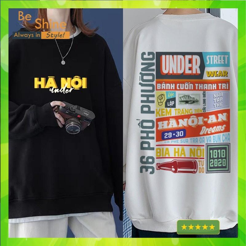 Áo sweater LOGO under Hà Nội Form Rộng Áo hoodie da cá UNISEX Nam Nữ- In Hình Local Brand