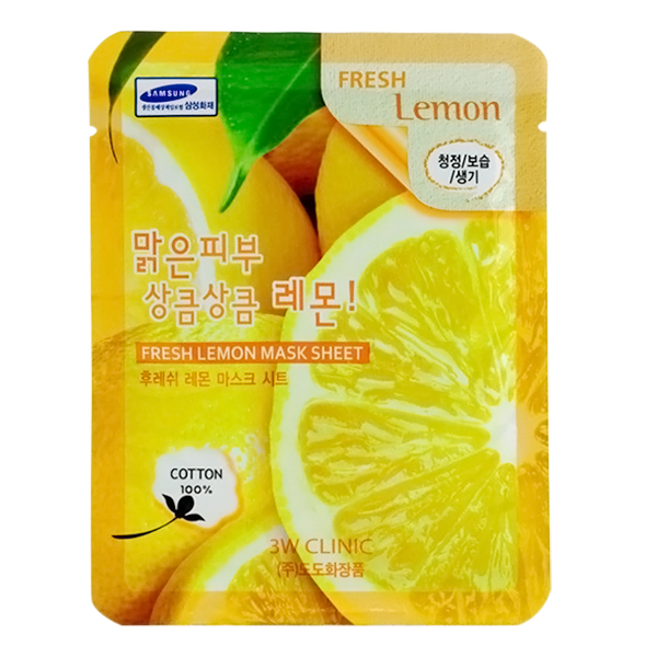 Combo 10 Gói Mặt Nạ Chiết Xuất Chanh 3W Clinic Fresh Lemon Mask Sheet (23ml x 10)